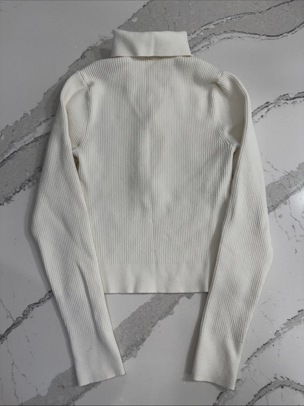 Abercrombie & Fitch Cream Ribbed Polo Sweater - Picture 5 of 8